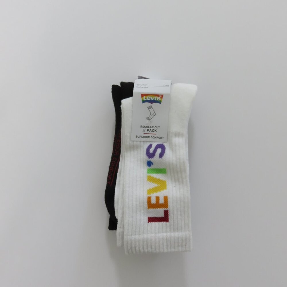 (#107) Levi's 2 pair regular cut Pride  Socks size 8-12